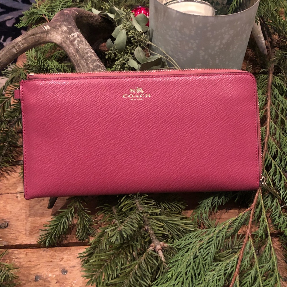 Pink Coach accordion wallet